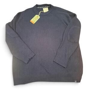Fat Face Men’s 2XL Navy Crewneck Sweater Elbow Patches NWT
